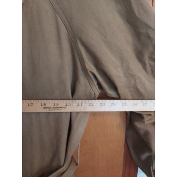 Boston Traders Size Large Men's Trench Coat Canvas Golden Full Length With Tie - Picture 7 of 9
